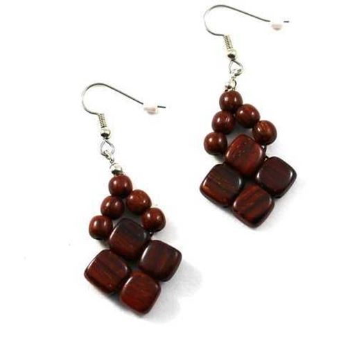 Image sur Rosewood Earrings - Diamond - Natural Artist