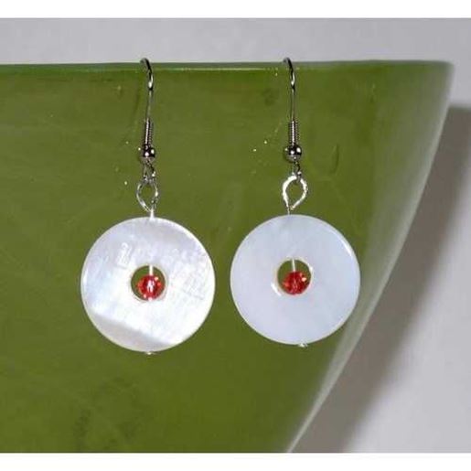 Picture of Mother of Pearl and Crystal Earrings - Natural Artist