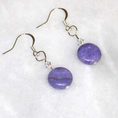 Picture of Purple Stone Earrings With Swarovski Crystal - Natural Artist