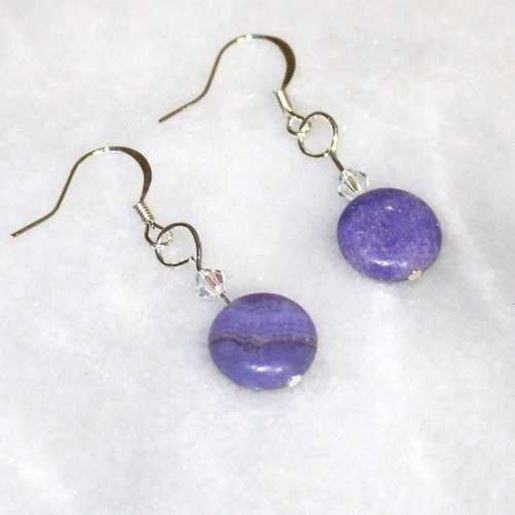 Image sur Purple Stone Earrings With Swarovski Crystal - Natural Artist