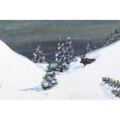 图片 Winter Miniature Print - Winter Moose - Natural Artist