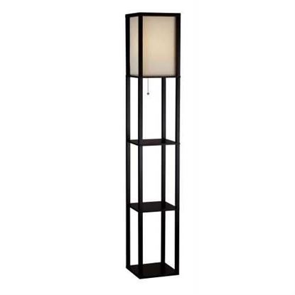 图片 63-inch Black Modern Floor Lamp with Silk Shade