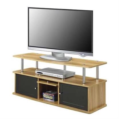 Image de Modern 50-inch TV Stand in Light Oak / Black Wood Finish