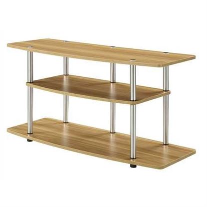 Image de Modern Wood Metal TV Stand Entertainment Center in Light Oak Finish