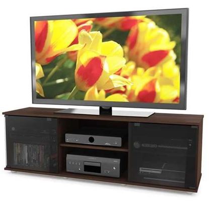 Picture of Contemporary Brown TV Stand with Glass Doors - Fits TV's up to 64-inch