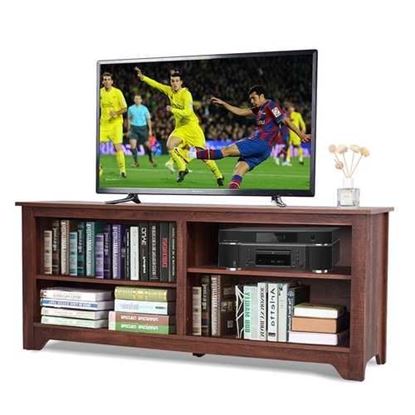 Picture of Medium Brown Wood TV Stand Entertainment Center for up to 60-inch TV