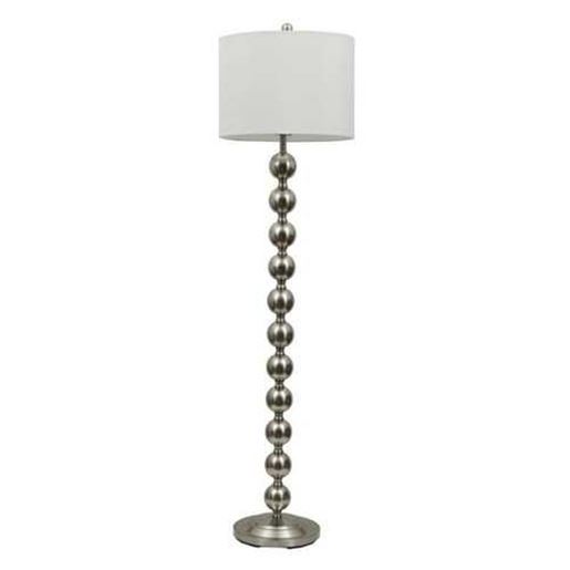 Image sur Contemporary 65-inch Tall Brushed Steel Floor Lamp with White Drum Shade
