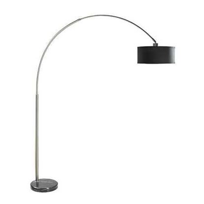 Image de Modern 81-inch Tall Arch Floor Lamp with Black Drum Shade and Marble Base