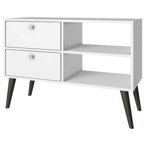 Image sur White Grey Wood Modern Classic Mid-Century Style TV Stand Entertainment Center