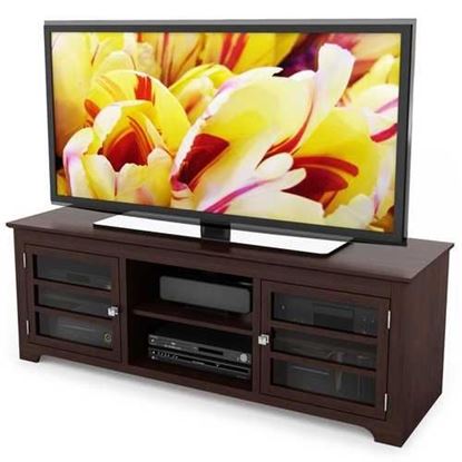 Image de Dark Espresso TV Stand with Glass Doors - Fits up to 68-inch TV
