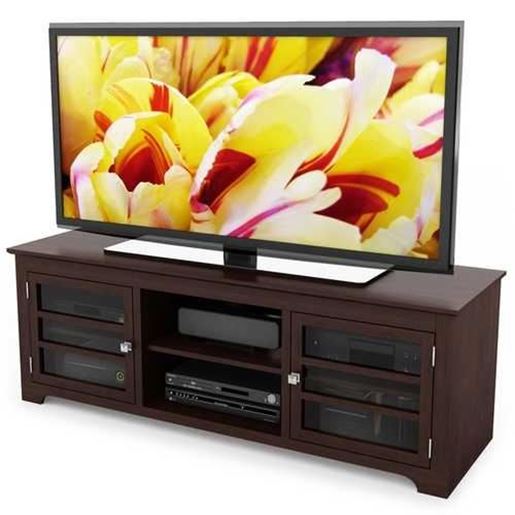 Image sur Dark Espresso TV Stand with Glass Doors - Fits up to 68-inch TV