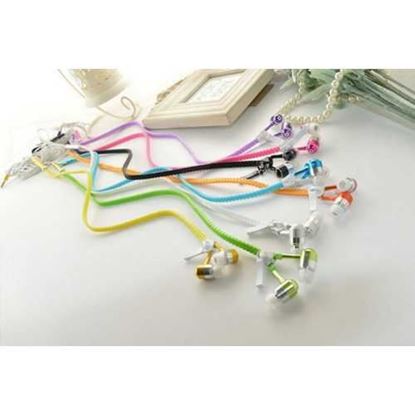 Picture of Wired Zipper Earphones Headset With Micro Luminous Light Glow in the Dark