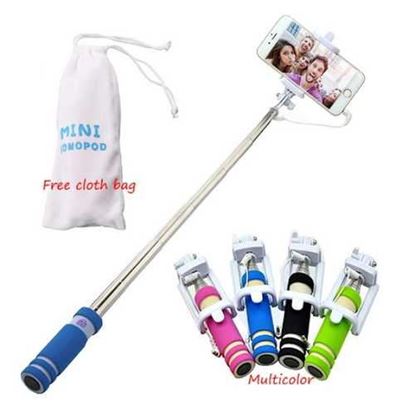 Image de Mini Selfie Stick Universal With Button Wired Sponge Handle Monopod