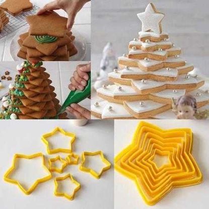 Picture of 6pcs/set Cookies Cutter Frame Fondant Biscuits Cake Mould DIY Star Moulds Christmas Cookie Maker Cake decorating Tool