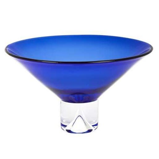 Image sur 11" Mouth Blown Crystal Cobalt Blue Centerpiece Bowl