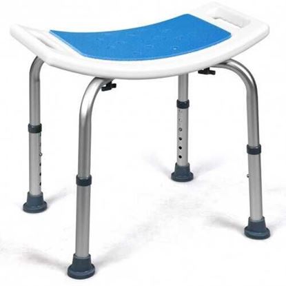 Foto de Shower Stool 6 Adjustable Height Non-Slip Padded Blue Seat