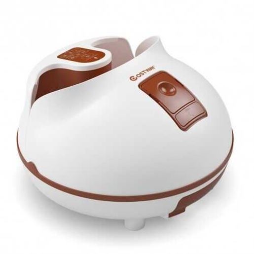 Picture of Steam Foot Spa Bath Massager Foot Sauna Care with Heating Timer Electric Rollers-Brown - Color: Brown