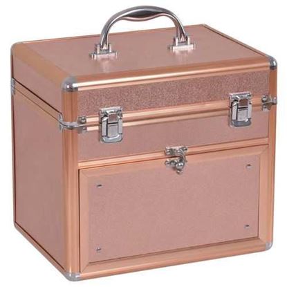 Foto de Nail Polish Beauty Makeup Case w/ Slide out Drawer - Color: Golden