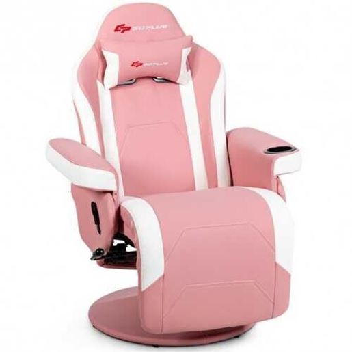 Picture of Ergonomic High Back Massage Gaming Chair with Pillow-Pink - Color: Pink