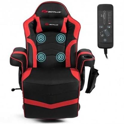 Foto de Ergonomic High Back Massage Gaming Chair with Pillow-Red - Color: Red