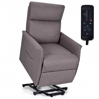 Picture of Electric Power Fabric Padded Lift Massage Chair Recliner Sofa-Beige - Color: Beige