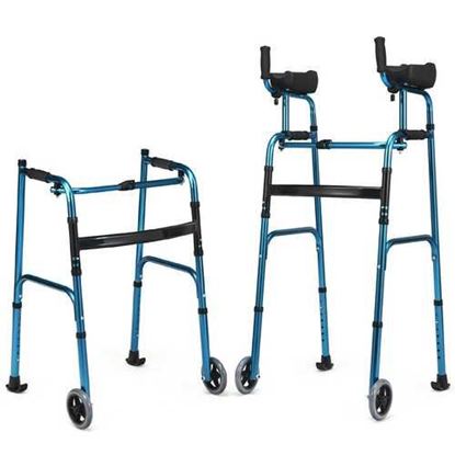 Picture of Folding Adjustable Aluminum Wheel Walking Frame-Navy - Color: Navy