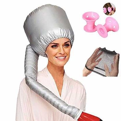 Picture of Portable Ultra-long Hair Dryer  Oil Curly Styling Heating Cap Set Fast Without Hurting  Silver + pink bell roll_25 * 17