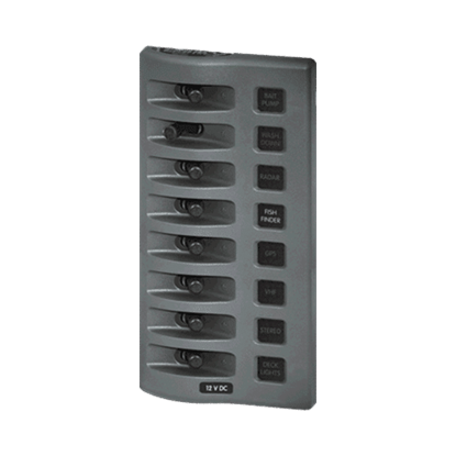 Image de Switch Panel, Toggle with Fuses, 8 Switches, Gray
