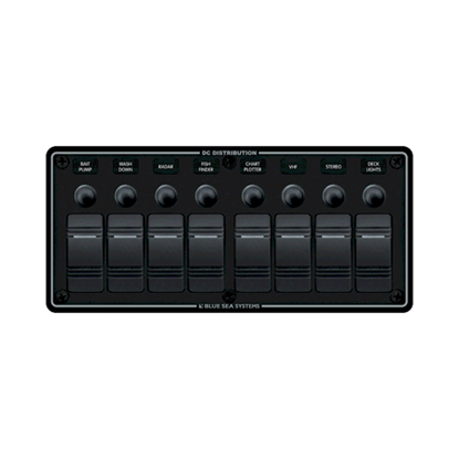 Изображение Switch Panel, Contura with Breakers, 8 Switches, Black