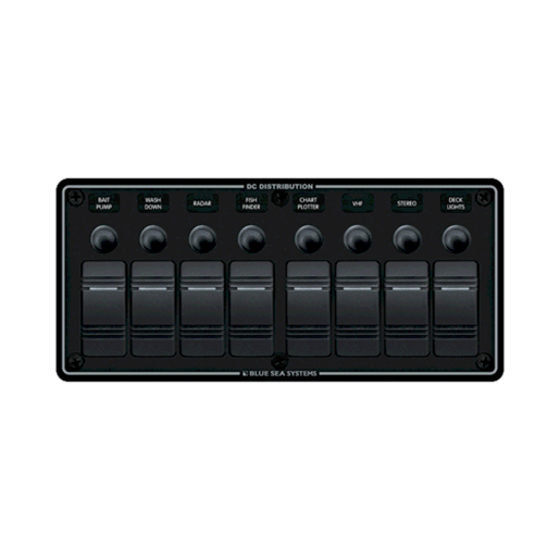 Изображение Switch Panel, Contura with Breakers, 8 Switches, Black