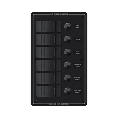 Image de Switch Panel, Contura with Breakers, 6 Switches, Black