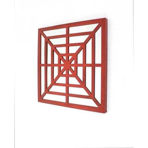 Image sur 1.25" x 23.25" x 23.25" Red Mirrored Wooden  Wall Decor