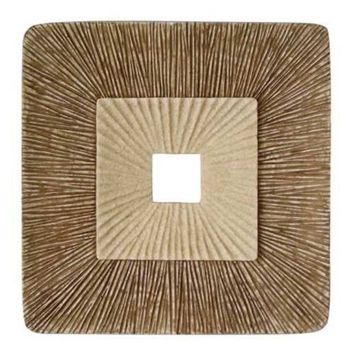 Image sur 1" x 14" x 14" Brown Concave Square Double Layer Ribbed  Wall Plaque Set of 2