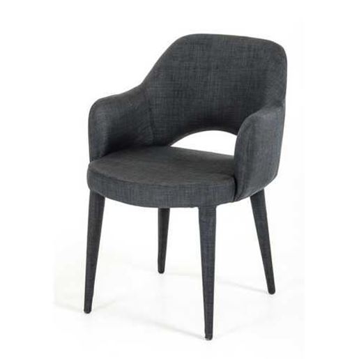 Picture of 34" Dark Grey Fabric and Metal Dining Chair