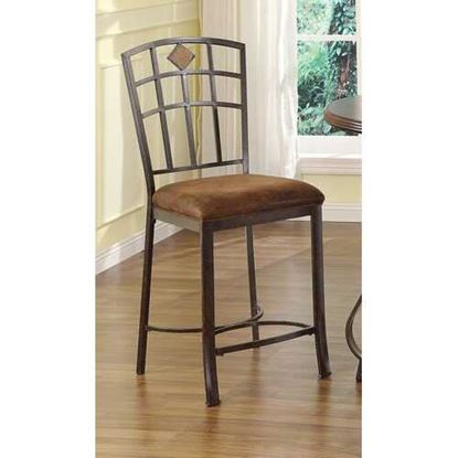 图片 18" X 22" X 41" 2pc Fabric And Black With Gold Brush Counter Height Chair