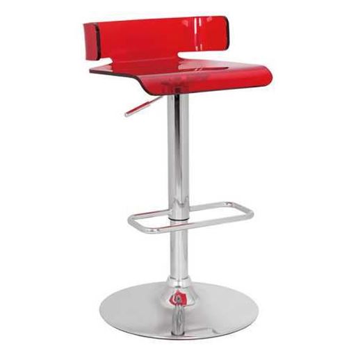 Picture of Red Chrome Swivel Adjustable Bar Stool