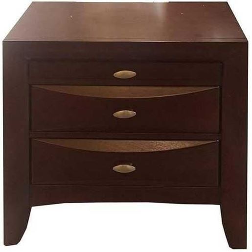 Picture of 26" X 17" X 25" Espresso Rubber Wood Elegant Nightstand