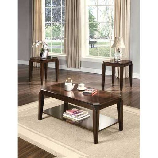 Picture of Set of Deep Brown Wood Coffee and End Tables