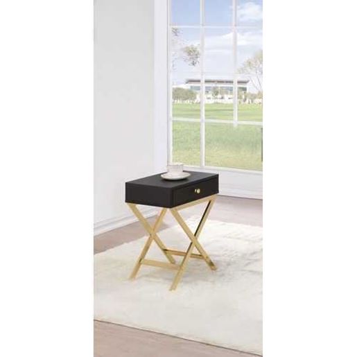 Picture of Black Brass Single Drawer Side Table