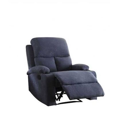 Изображение 32" X 37" X 39" Blue Linen Fabric Recliner