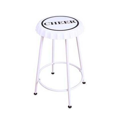 Picture of White Metal Cheer Bottle Cap Seat Set of 2 Counter Height Stools