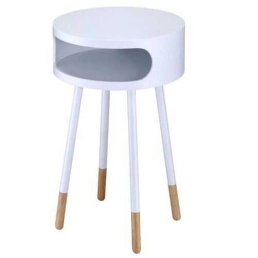 Изображение Bentwood White Retro Round Wooden End Table