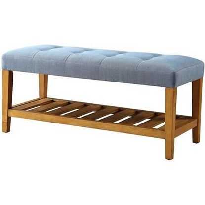 Picture of 40" X 16" X 18" Blue And Oak Simple Bench