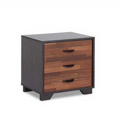 Picture of Walnut And Espresso Contemporary Nightstand