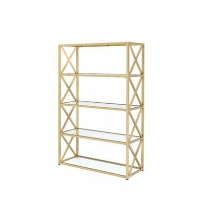 Изображение 48" X 14" X 77" Clear Glass And Gold Bookcase