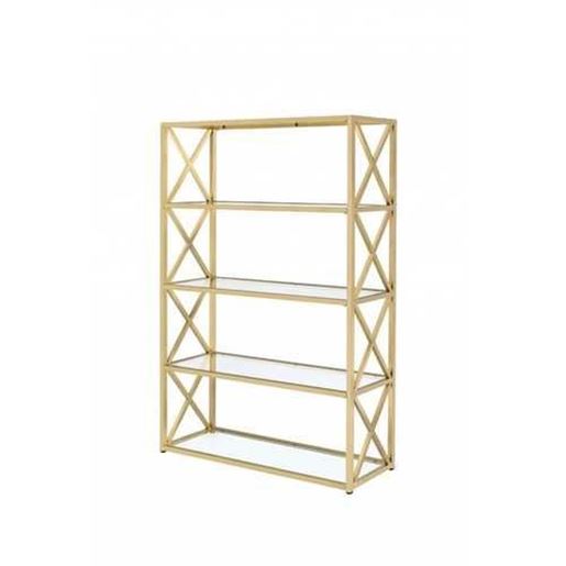 Picture of 48" X 14" X 77" Clear Glass And Gold Bookcase