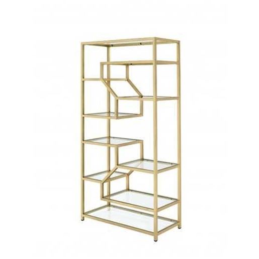 Picture of 38" X 16" X 71" Clear Glass And Gold Bookcase