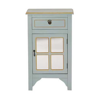 Изображение Seaglass Blue Wood Finish Mirrored Door Cabinet