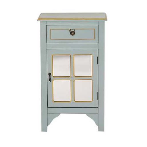 Picture of Seaglass Blue Wood Finish Mirrored Door Cabinet