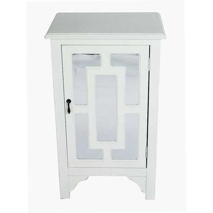 Foto de 18" X 13" X 30" Antique White MDF  Wood  Mirrored Glass Accent Cabinet with a Door and Mirror Inserts